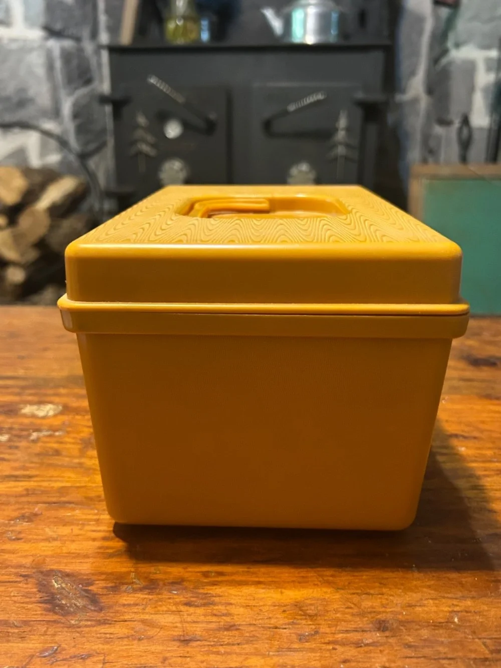 Wil-Hold Wilson Plastic Mustard Small Empty Sewing Box